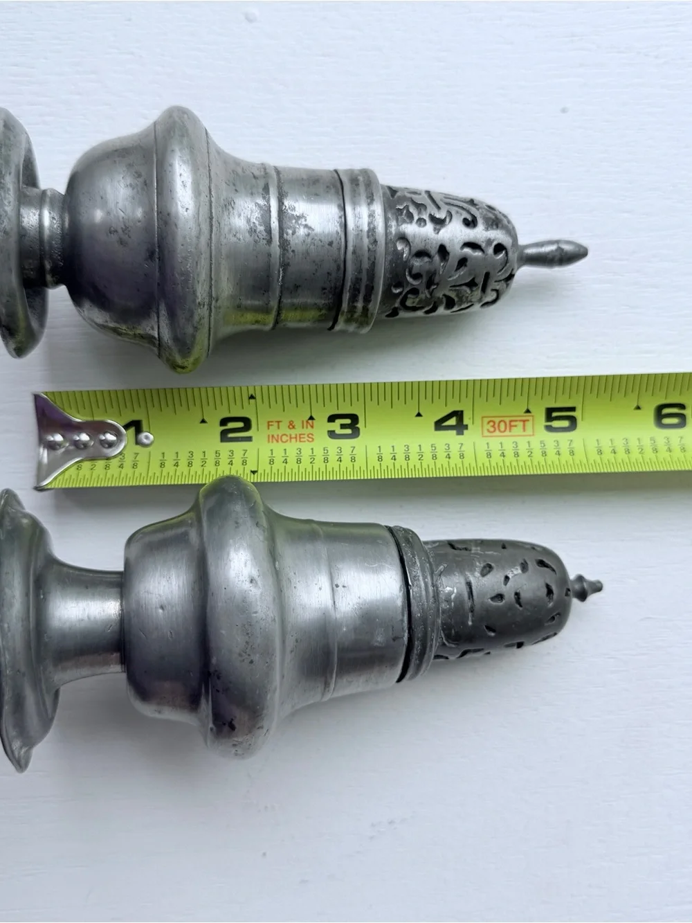 Vintage Pewter Sugar Spice Casters Shakers Pierced Tops Set of 2